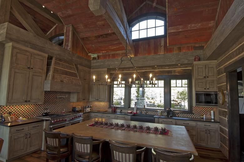 Red Painted Barnwood Ceiling and 1