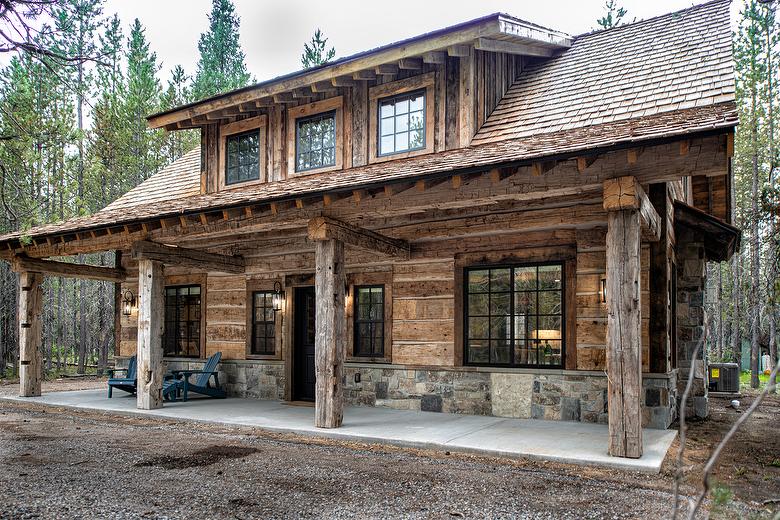 Hand-Hewn Timbers, Hand-Hewn Skins, WeatheredBlend Timbers, and Antique Brown Barnwood Board-and-Bat Siding