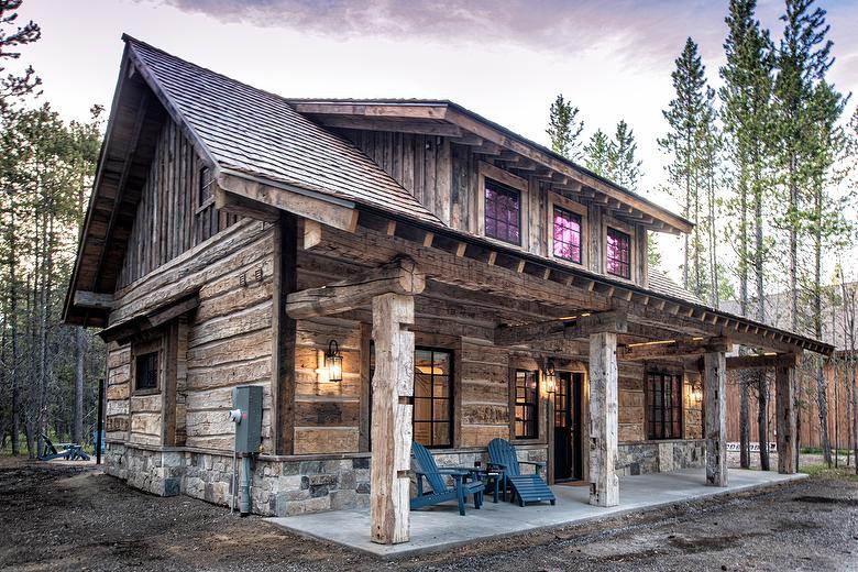 Hand-Hewn Timbers, Hand-Hewn Skins, WeatheredBlend Timbers, and Antique Brown Barnwood Board-and-Bat Siding