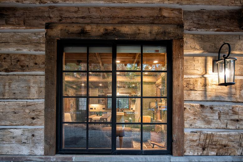 Hand-Hewn Skins and Antique Brown Barnwood Window Trim