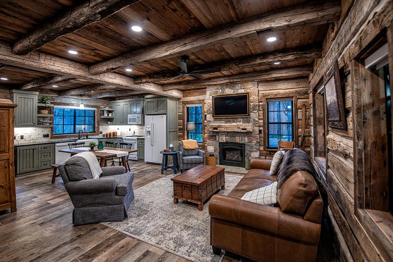 Hand-Hewn Timbers, Hand-Hewn Skins, and Antique Brown Shiplap Barnwood