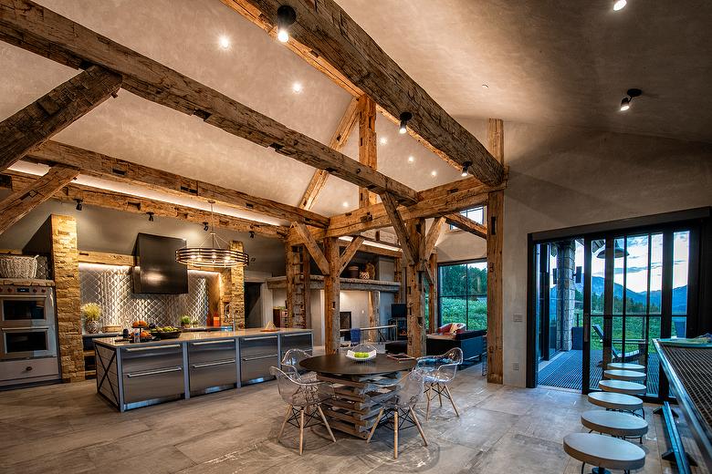 Hand-Hewn Kitchen Beams