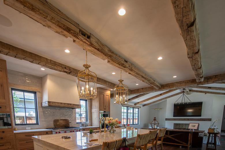 Hand-Hewn Kitchen Beams