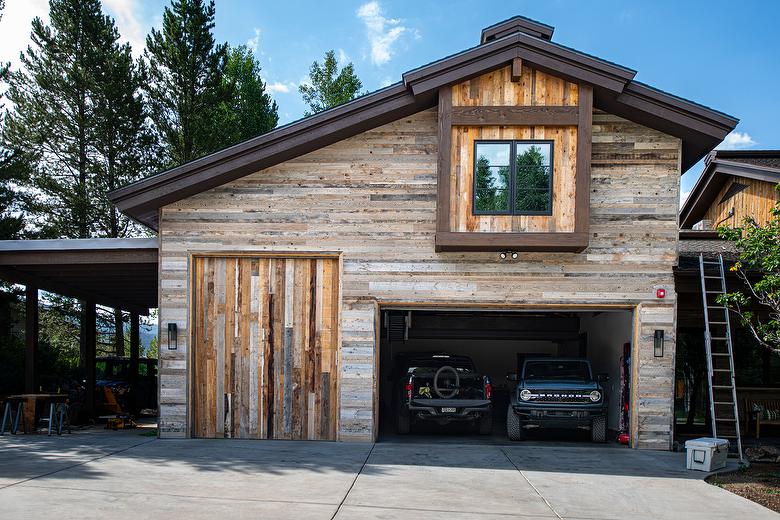 WeatheredBlend Mixed Gray/Brown Shiplap (Garage Door) and WeatheredBlend Gray Shiplap Siding