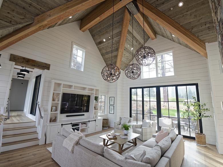 NatureAged Gray Cedar Lumber Ceiling, New Cedar Timbers, and WeatheredBlend Timbers (CA)