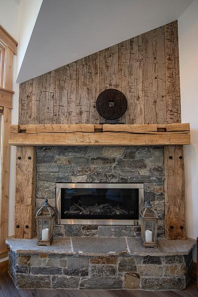 Hand-Hewn Pressed Cedar and Hand-Hewn Mantel