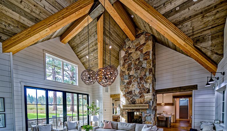NatureAged Gray Cedar Lumber Ceiling and New Cedar Timbers (#74505)