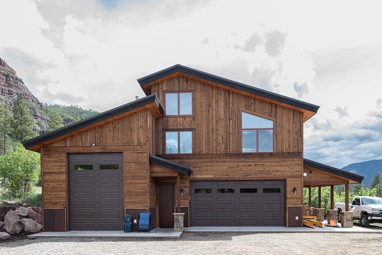 ThermalAged Dark Brown Shiplap Lumber with Lumber Window Trim