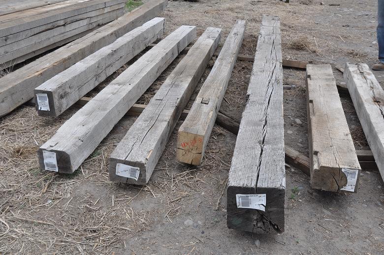 6 x 8 x 9', 2-6 x 8 x 11', and 6 x 8 x 12' Weathered Oak Timbers (Also 1 10 x 10 x 12' Weathered Oak)