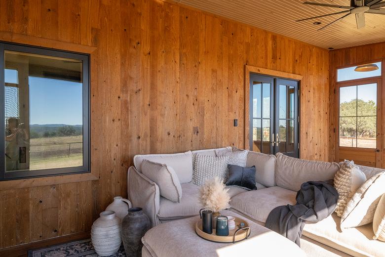 ThermalAged Medium Brown Shiplap Siding and Lumber (Window Trim)