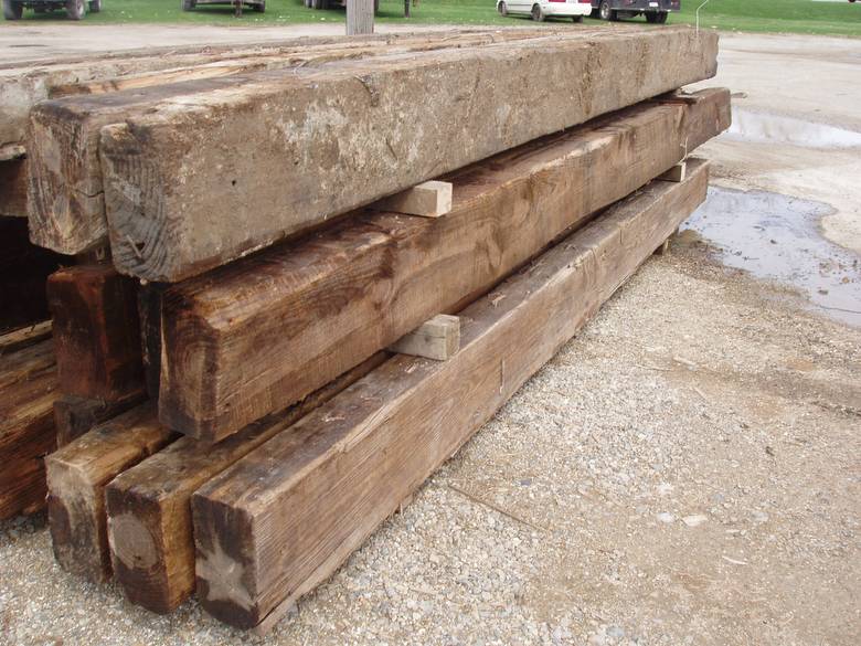 Weathered (roughsawn) Antique Pine Timbers / Pressure washed and mostly dry (top=as-is)