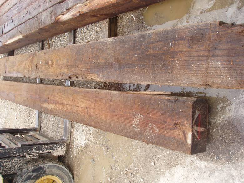Weathered (roughsawn) Antique Pine Timbers / Pressure washed--still wet