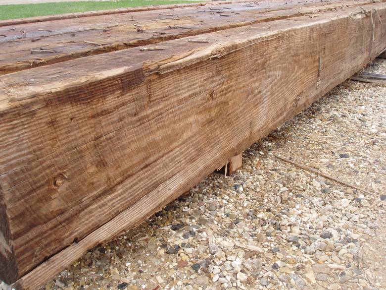 Weathered (roughsawn) Antique Pine Timbers / Pressure washed--starting to dry