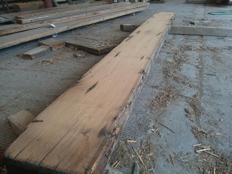 3 1/4 x 11 1/2 x 9' Oak Resawn Timber (1 Edge Left Weathered to provide max width)