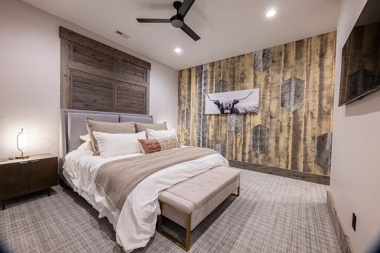 NatureAged Gray+ Lumber Paneling (White & Yellow Paint) and NatureAged Cedar Lumber Pressed Window Trim and Baseboards (Faux Hewn Type Texture)