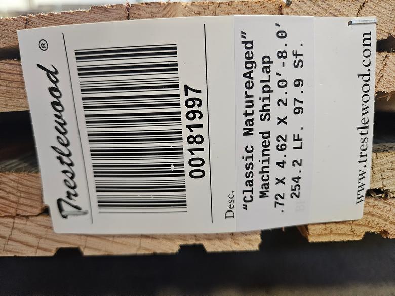 bc# 181997 - .72" x 4.625" NatureAged Gray Shiplap Lumber[Classic] - 97.90 sf - 2' to 8' - Photo #321708