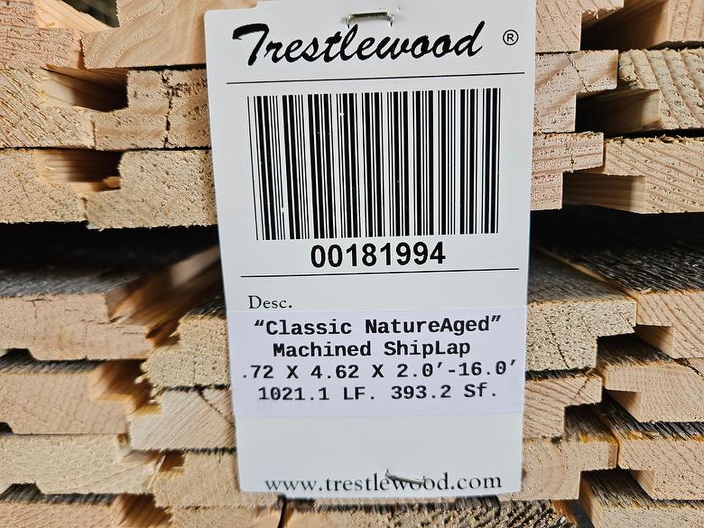bc# 181994 - .72" x 4.625" NatureAged Gray Shiplap Lumber[Classic] - 393.20 sf - 2' to 16' - Photo #321714