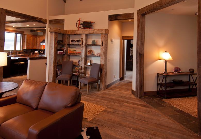 Antique Barnwood Original Face T&G Flooring, TWII Weathered Timbers & Lumber, Hand-Hewn Timbers & Fireplace Mantel - Park City, Utah