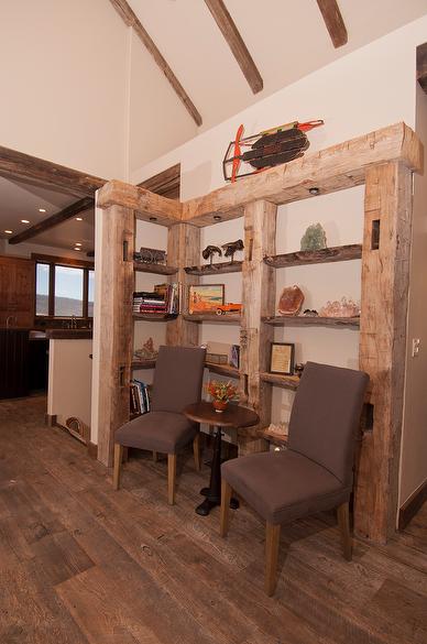 Antique Barnwood Original Face T&G Flooring, TWII Weathered Timbers & Lumber, Hand-Hewn Timbers & Fireplace Mantel - Park City, Utah