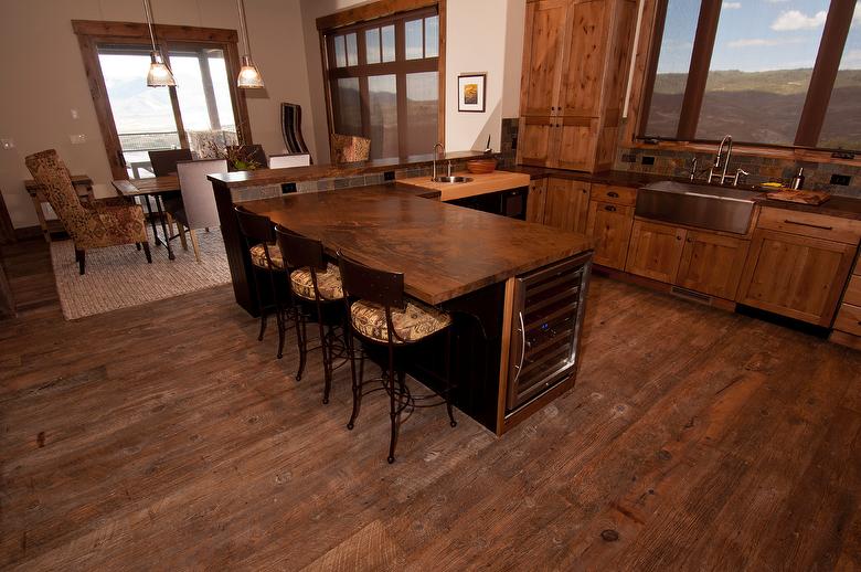 Antique Barnwood Original Face T&G Flooring, TWII Weathered Timbers & Lumber, Hand-Hewn Timbers & Fireplace Mantel - Park City, Utah