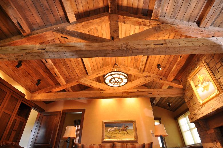 Hand-Hewn Timbers & Fireplace Mantel - Driggs, Idaho