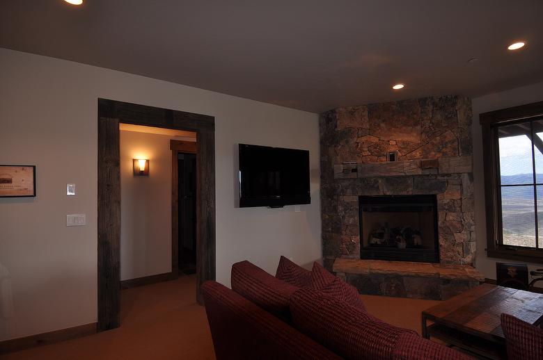 Antique Barnwood Original Face T&G Flooring, TWII Weathered Timbers & Lumber, Hand-Hewn Timbers & Fireplace Mantel - Park City, Utah