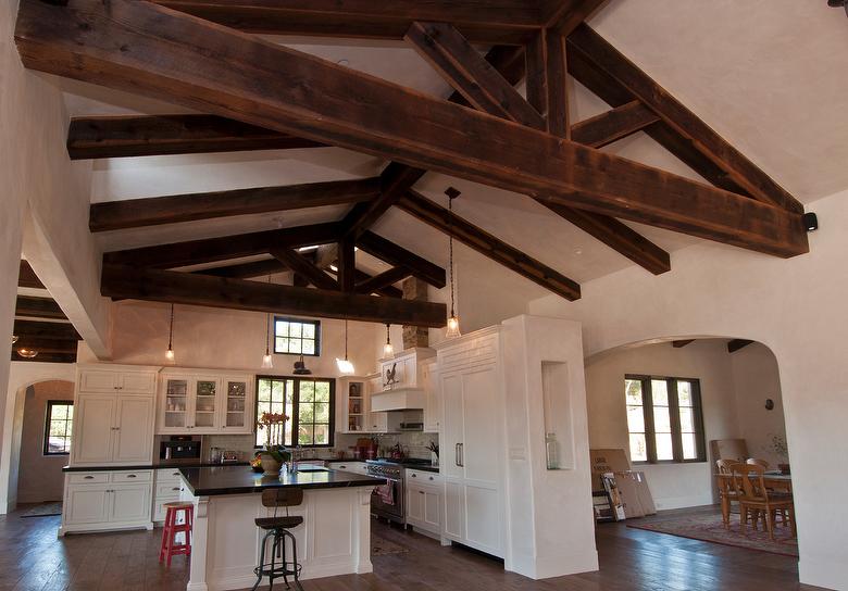 Douglas Fir Rustic Resawn Timbers and Ceiling - Santa Barbara, California