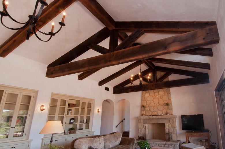 Douglas Fir Rustic Resawn Timbers and Ceiling - Santa Barbara, California