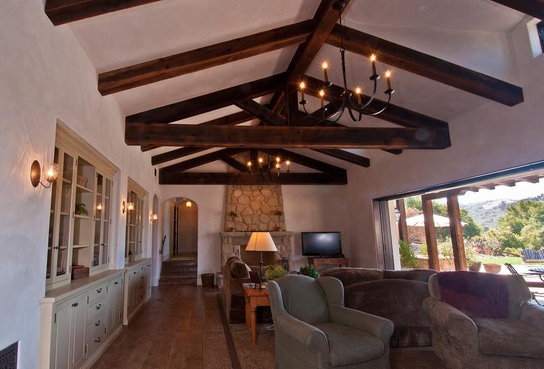 Douglas Fir Rustic Resawn Timbers and Ceiling - Santa Barbara, California