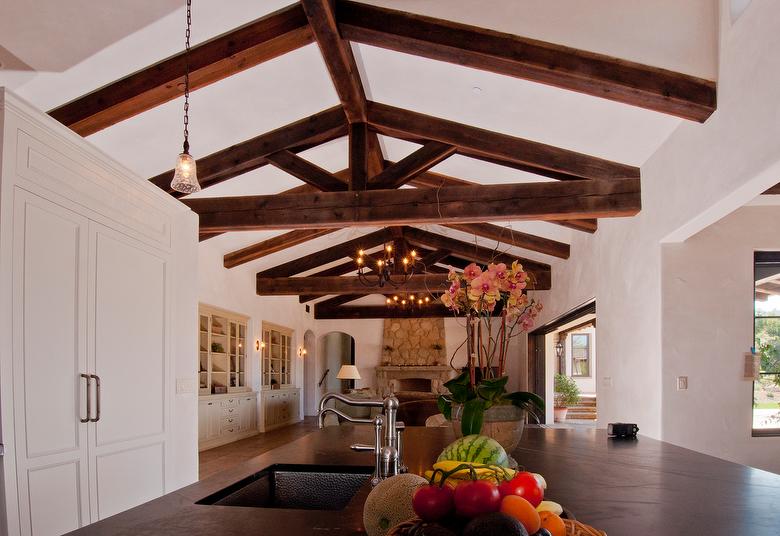 Douglas Fir Rustic Resawn Timbers and Ceiling - Santa Barbara, California