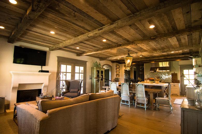 Hand-Hewn Timbers, NatureAged Barnwood Ceiling - Utah