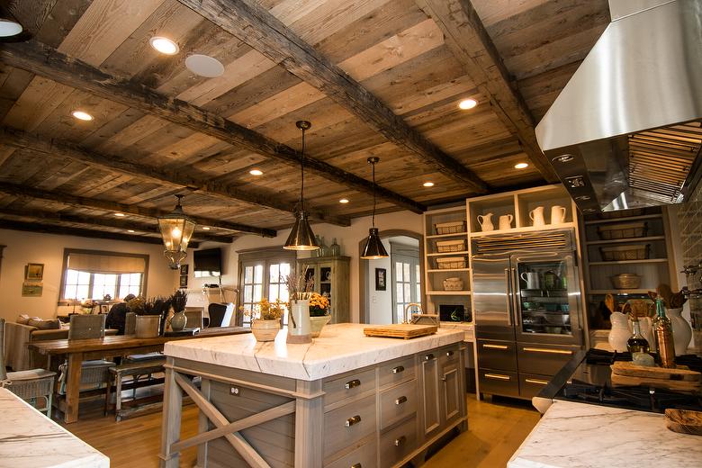 Hand-Hewn Timbers, NatureAged Barnwood Ceiling - Utah