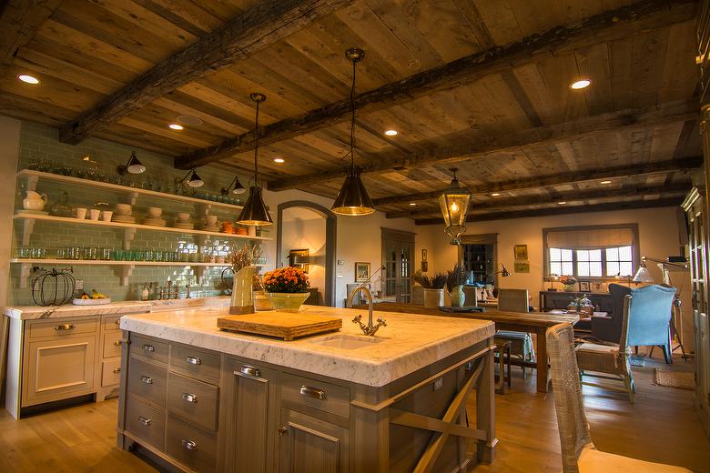 Hand-Hewn Timbers, NatureAged Barnwood Ceiling - Utah