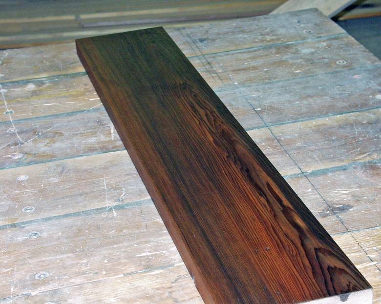 Redwood picklewood stave / planed and oiled--note staining and character