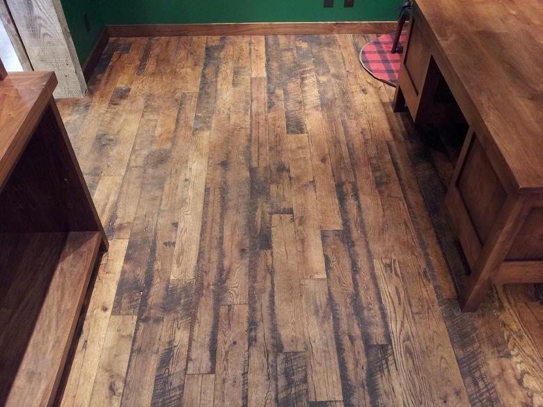 4.5" Wide 2-4' Antique Oak Skip-Planed T&G Flooring / Antique Barnwood Doors - Montana