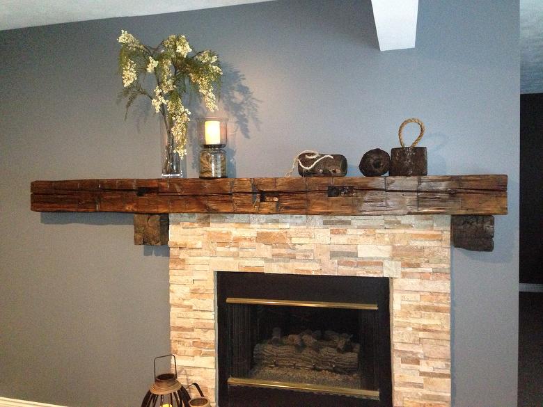 Hand-Hewn Finished Mantel with Corbels