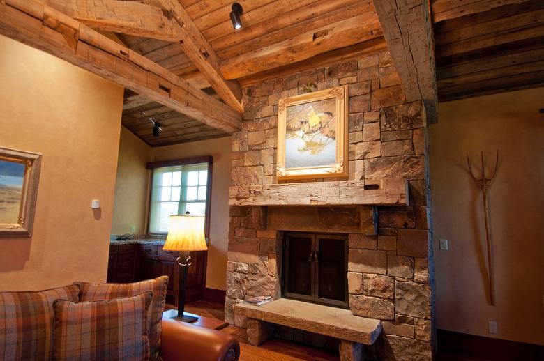 Hand-Hewn Timbers & Fireplace Mantel - Driggs, Idaho