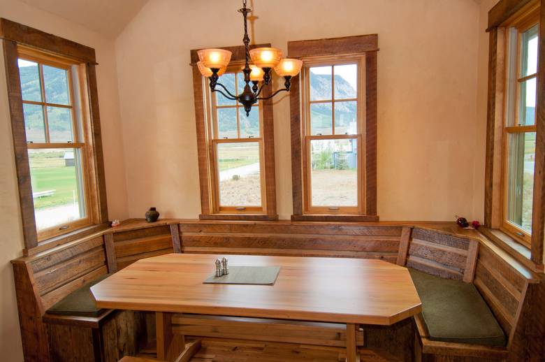 Picklewood DF Table, Barnwood Window Seat and Trim