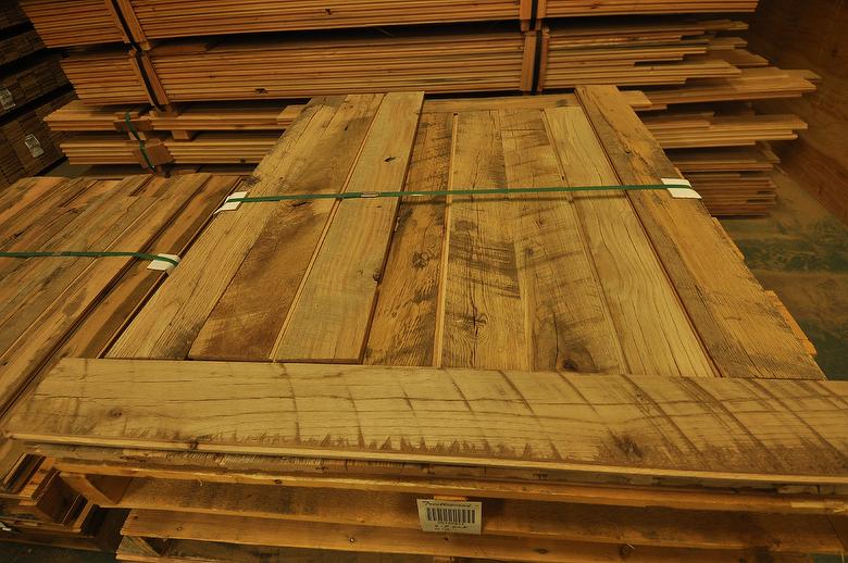 4.5" width; 2-4' lengths - Antique Oak Skip-Planed T&G Flooring