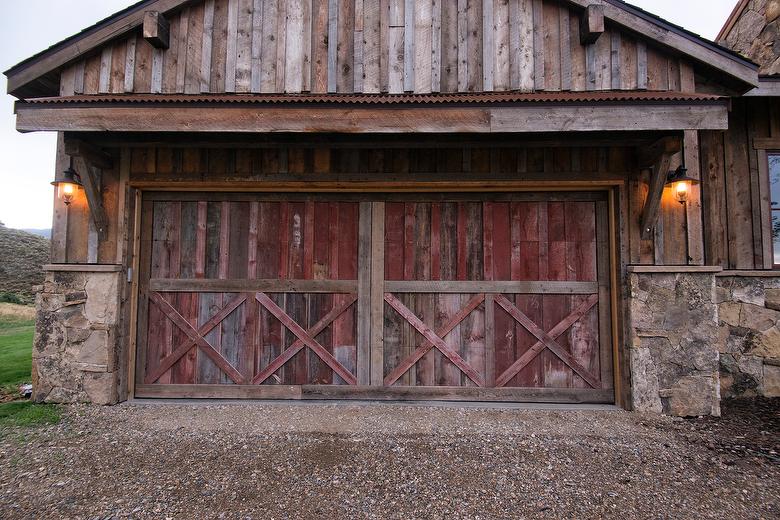 Brown Barnwood Ceiling and Siding, Hand-Hewn Mantel