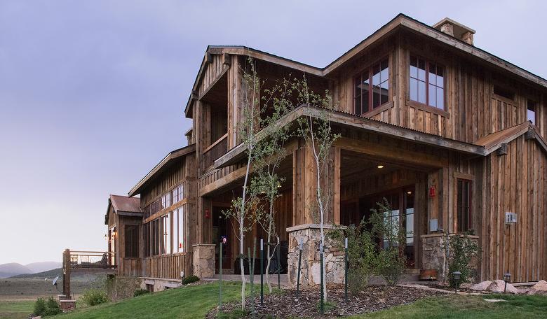 Brown Barnwood Ceiling and Siding, Hand-Hewn Mantel