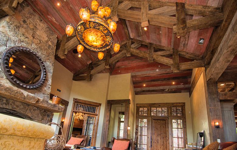 Antique Red Painted Barnwood ceiling