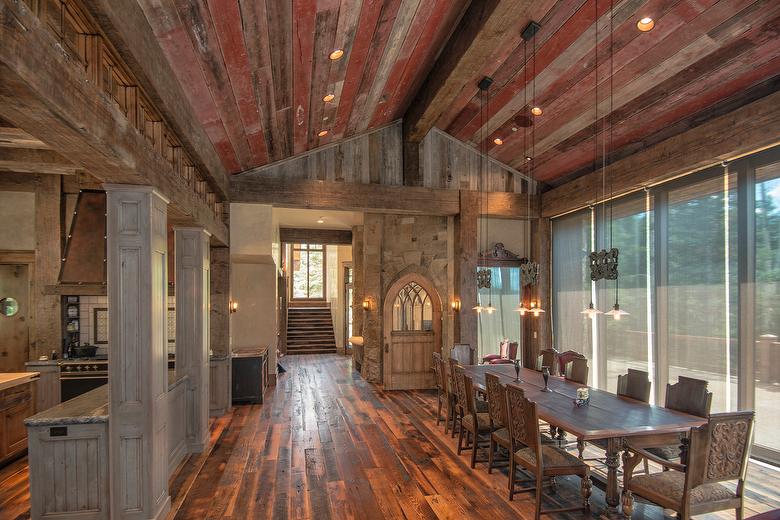 Antique Red Painted Barnwood ceiling