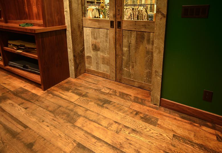 4.5 inch Wide 2-4' Lengths - Antique Oak Skip-Planed T&G Flooring from Ruby Pipeline Block Timbers