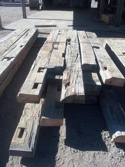 All of these hewn timbers are cut on one face (hidden)