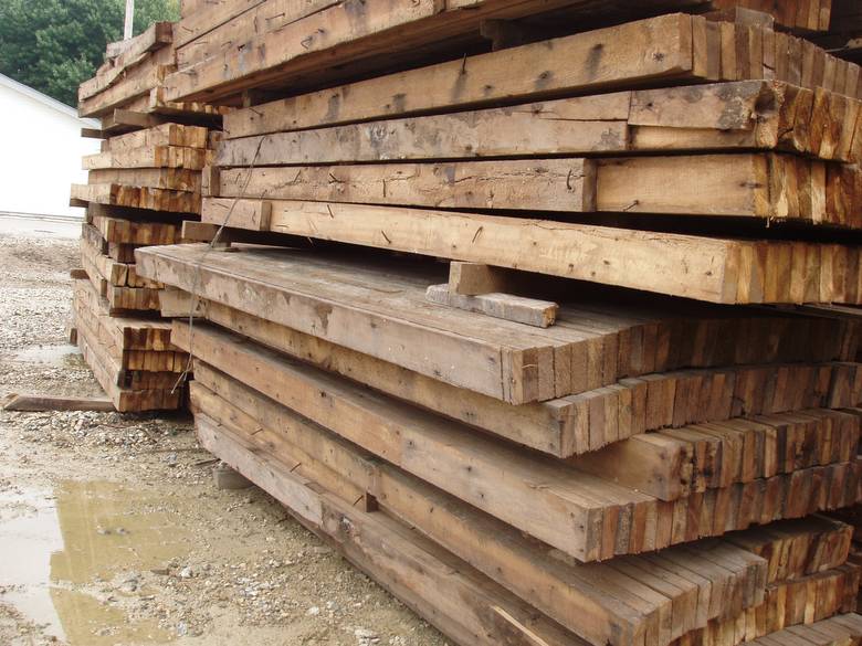 Stacks of 2x6 elevator material / Weathered 2x6 in