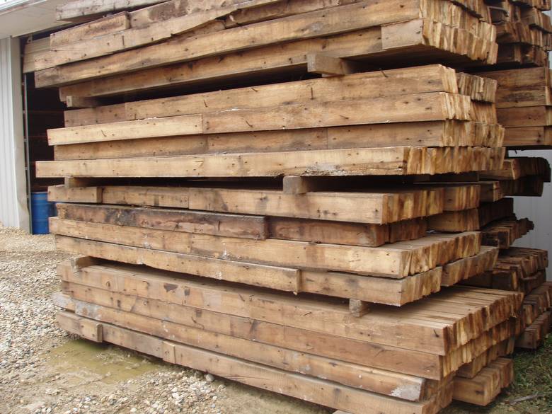 Stacks of 2x6 elevator material / Weatherd 2x6 in