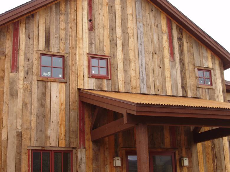 Barnwood Siding Brown with Red Accent 
