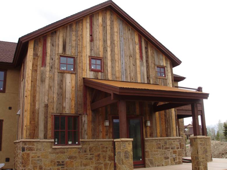 Barnwood Siding Brown with Red Accent 