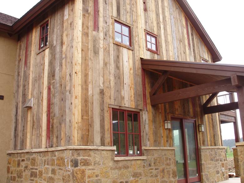 Barnwood Siding Brown with Red Accent 